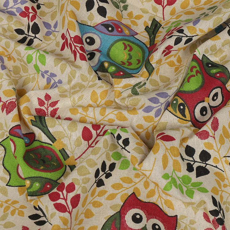 Ткань льняная, 3 м x 150 см, 140 г/м², цвет: бежевый, принт, TBY — картинка 3