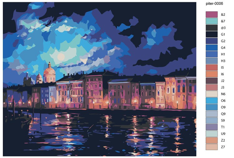 Картина по номерам «Питер: Луна над Невой» — картинка 2