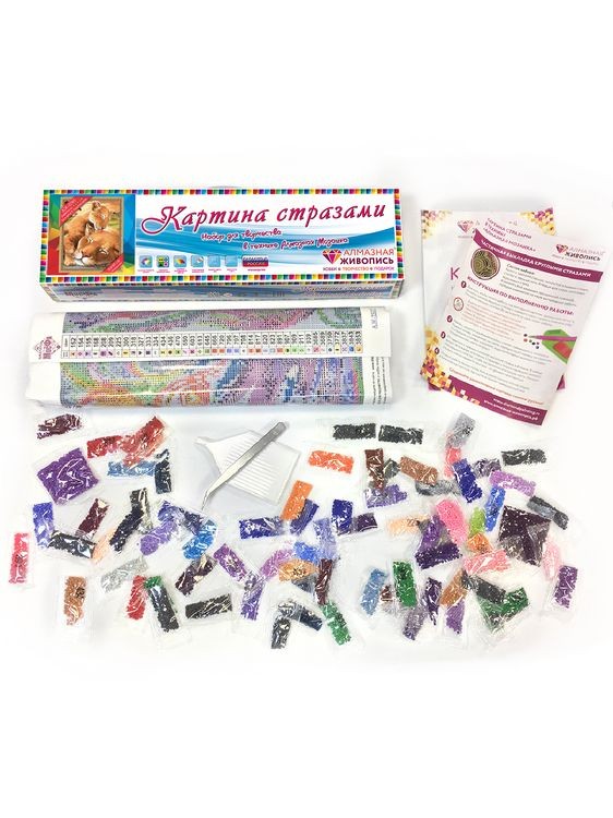 Алмазная вышивка «Львенок с мамой» — картинка 3