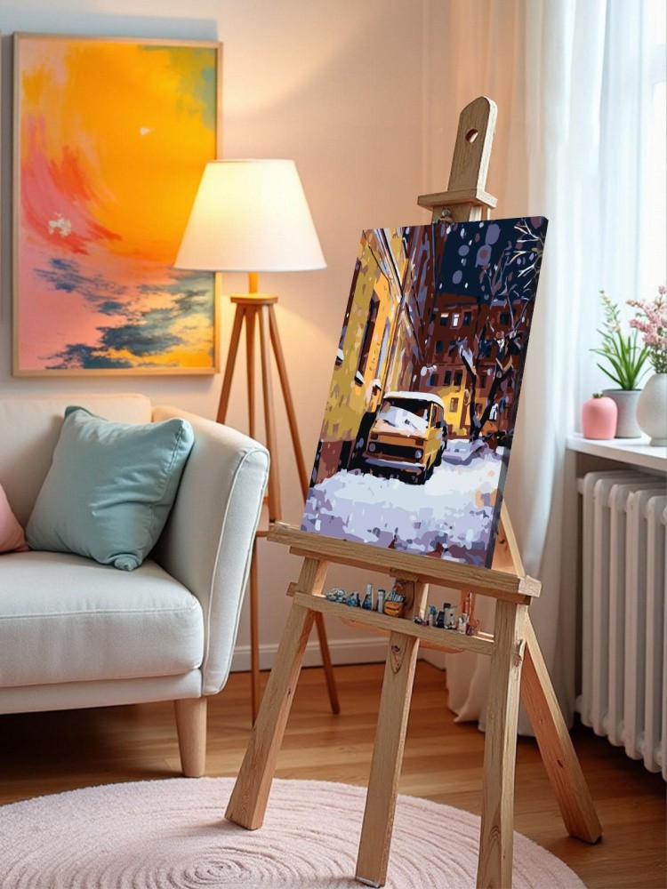 Картина по номерам Дома панельки родные зима в городе — картинка 9