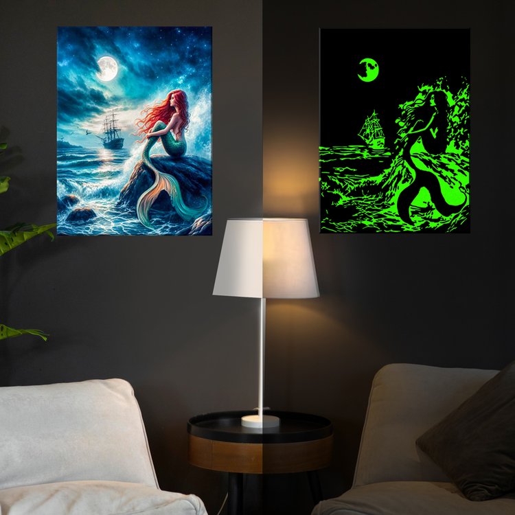 Картина по номерам со светящейся краской «Сказочная русалка» — картинка 3