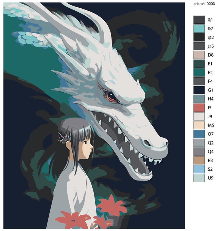 Картина по номерам «Аниме Унесенные Призраками: Тихиро и дракон Хаку 2» — картинка 2