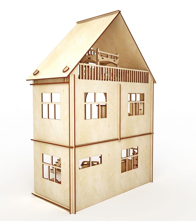 Конструктор-кукольный домик ХэппиДом «Коттедж с мебелью» из дерева
— картинка 3