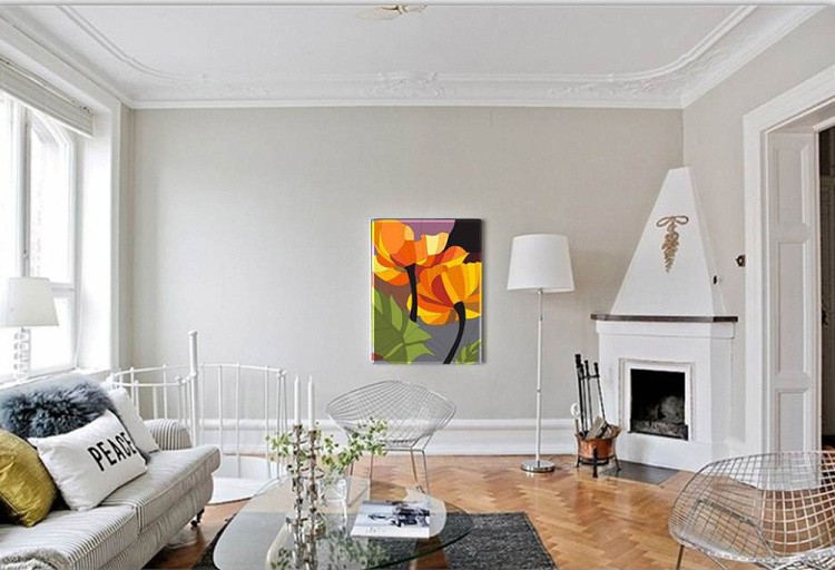 Картина по номерам «Оранжевые Цветы» — картинка 2