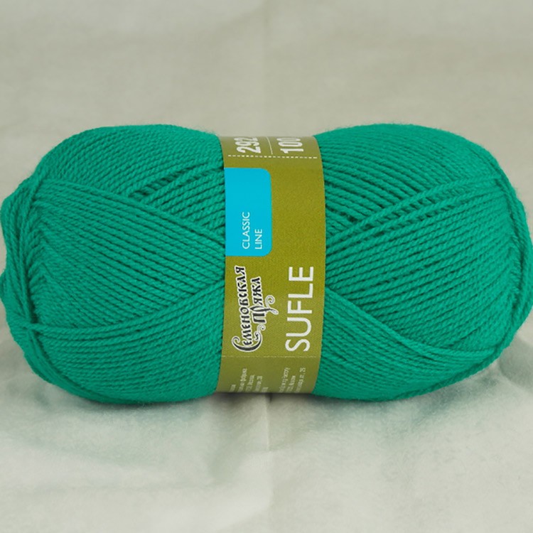 Пряжа Семеновская Sufle (920), зеленая бирюза 5 шт. по 100 г — картинка 2