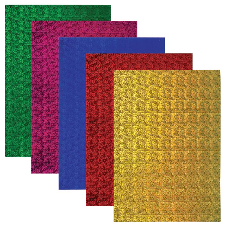 Картон цветной «Цветы» А4 голографический, 5 л., 5 цв., 230 г/м2, Остров Сокровищ — картинка 2