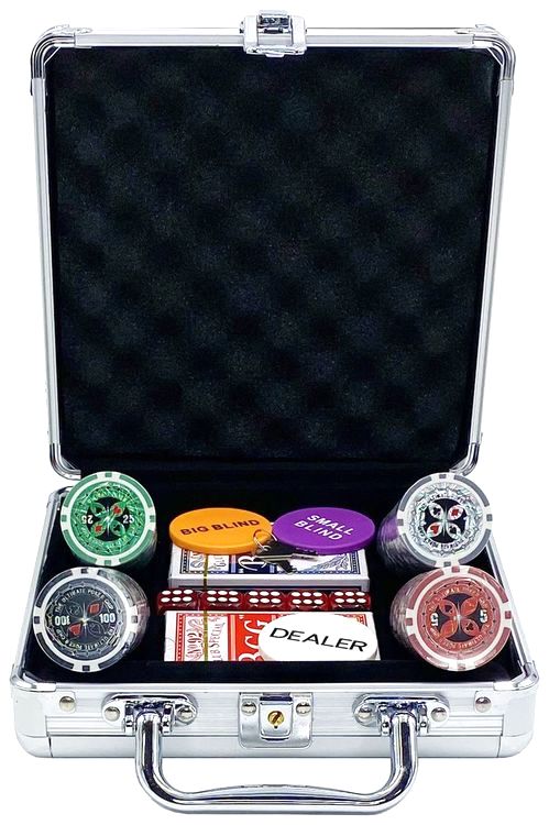 Покерный набор Ultimate, 100 фишек, 11,5 г с номиналом в чемодане — картинка 2