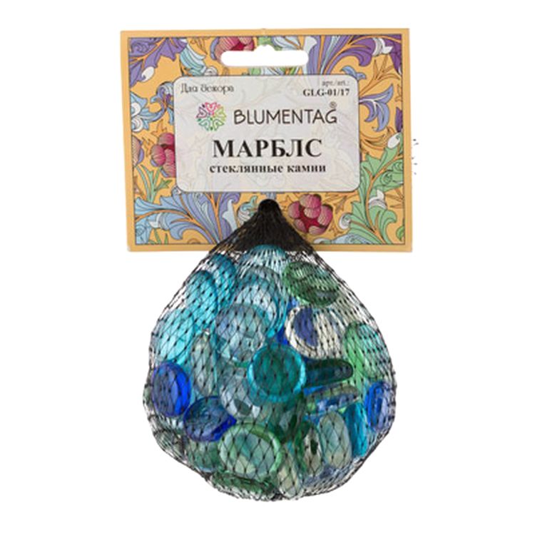 Камни стеклянные марблс, 17 - 19 мм, 6 шт. по 340 г, цвет: синий, Blumentag — картинка 3