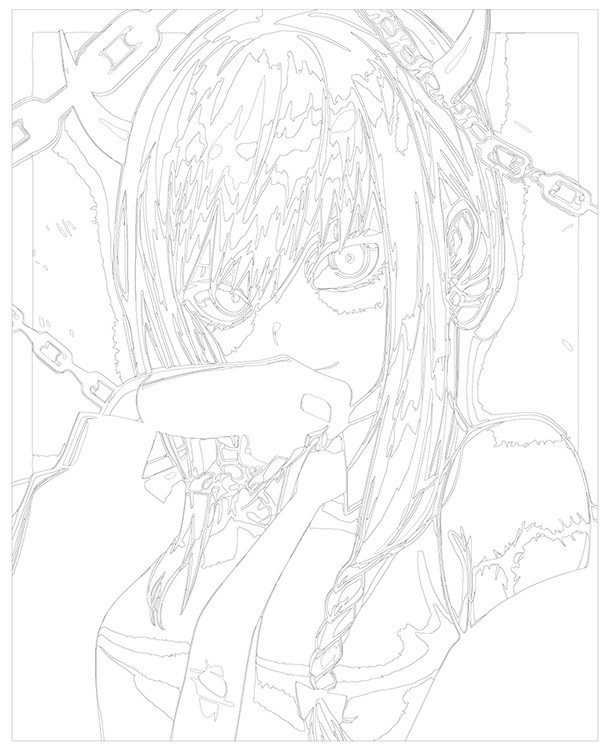 Картина по номерам «Аниме: Девушка с рогами в костюме» — картинка 3