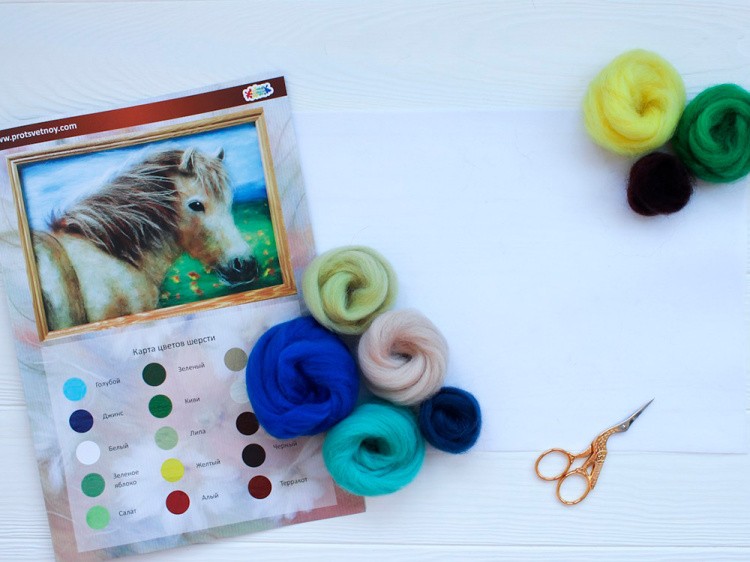Картина шерстью «Лошадка» — картинка 3