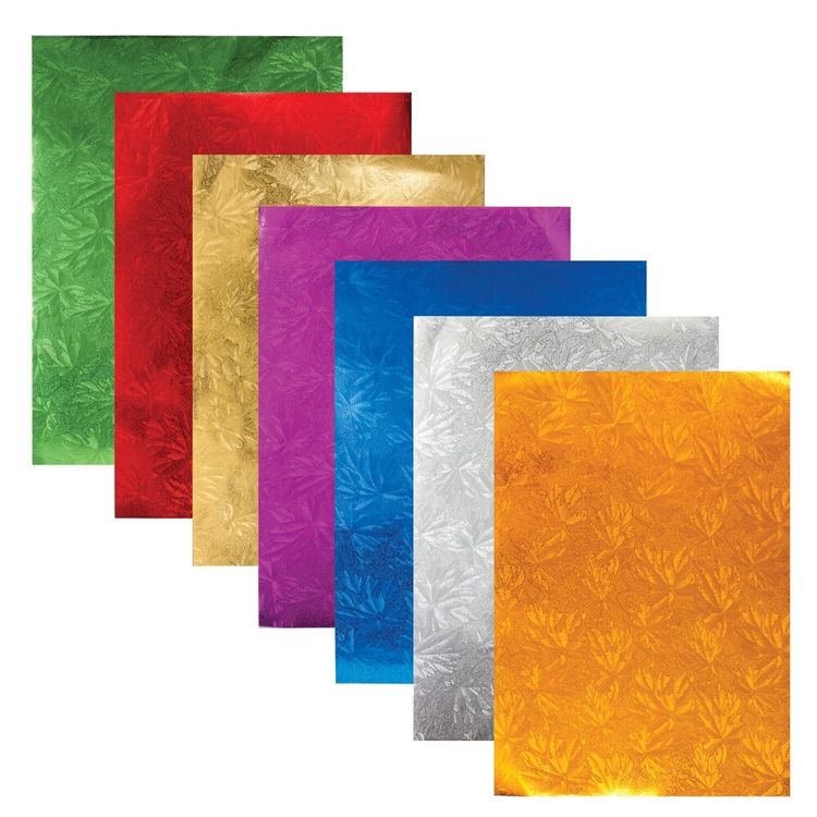 Цветная фольга А4 «Листья», фактурная, 7 листов, 7 цветов, Brauberg — картинка 2