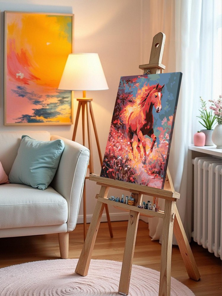 Картина по номерам Красная огненная лошадь Символ года — картинка 9