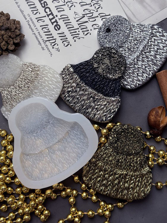 Силиконовый молд - Вязаная шапочка, 8x8см, 1 шт. — картинка 3