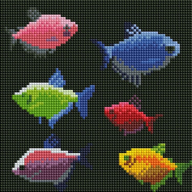 Алмазная вышивка «Разноцветные рыбки»