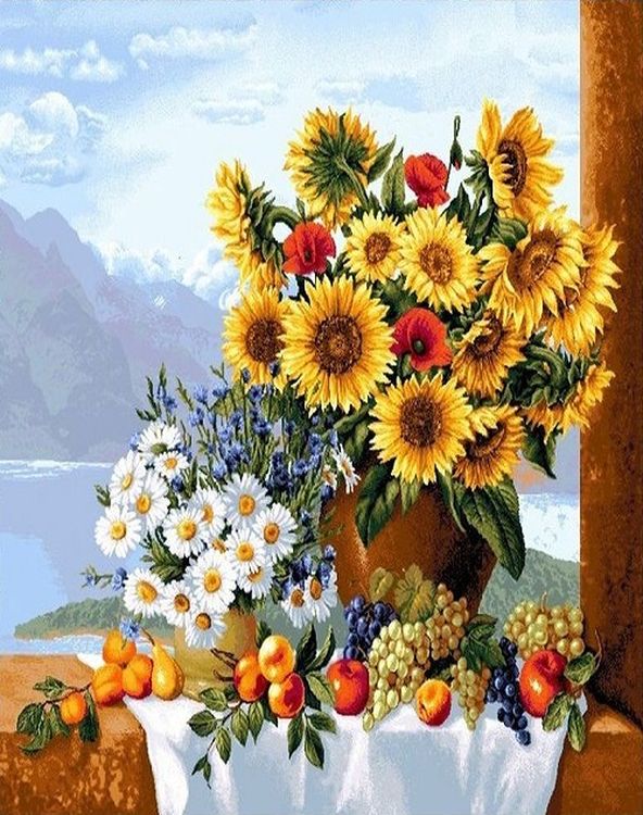 Алмазная вышивка «Букет подсолнухов» — картинка 2