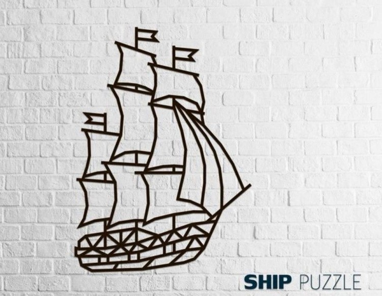 Деревянный интерьерный пазл «Корабль (Парусник)», Eco Wood Art — картинка 2