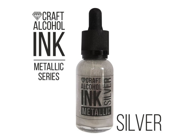 Алкогольные чернила металлик серебро (Silver Metallic) 30 мл, Craft Alcohol INK