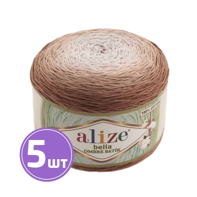 Пряжа ALIZE Bella Ombre Batik (7410), темно-бежевый, 5 шт. по 250 г