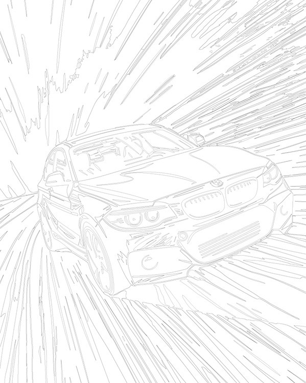 Картина по номерам «Машина BMW спортивная монохром 40х50» — картинка 3