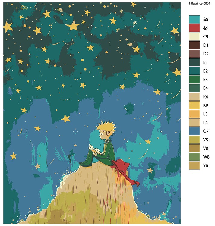 Картина по номерам «Сказка Маленький принц и звезды, космос» — картинка 2