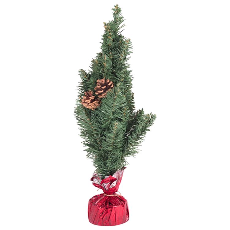 Ель искусственная декоративная, 50 см, зеленая, с гирляндой и игрушками — картинка 3