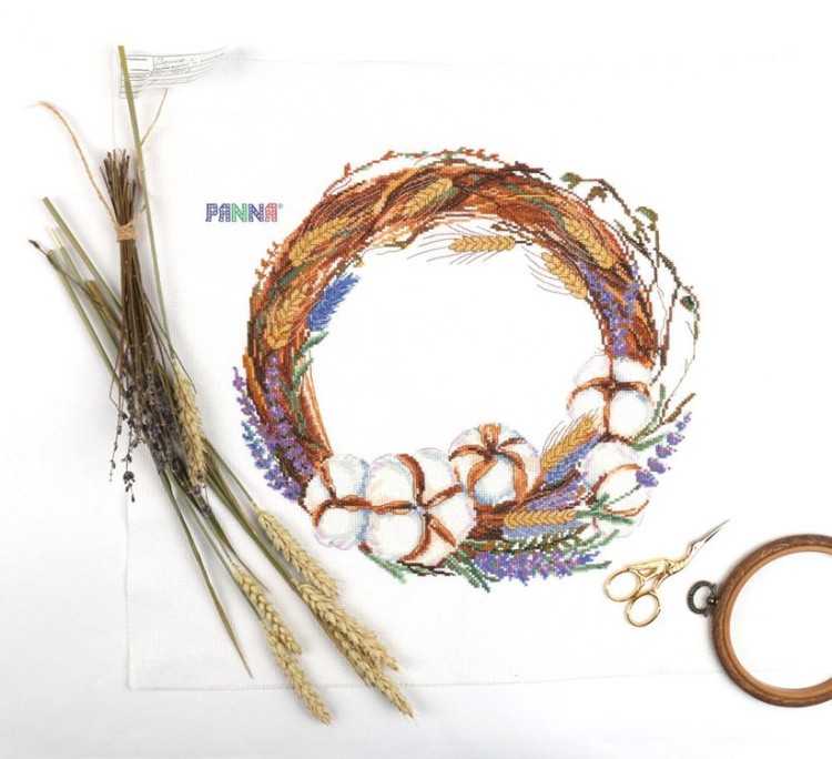 Набор для вышивания «Венок с лавандой и хлопком» — картинка 3
