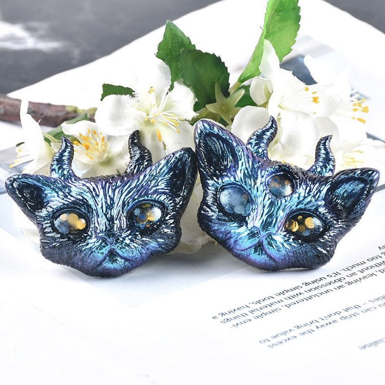 Силиконовый молд для эпоксидной смолы Демоническая кошка, 1 шт. — картинка 2