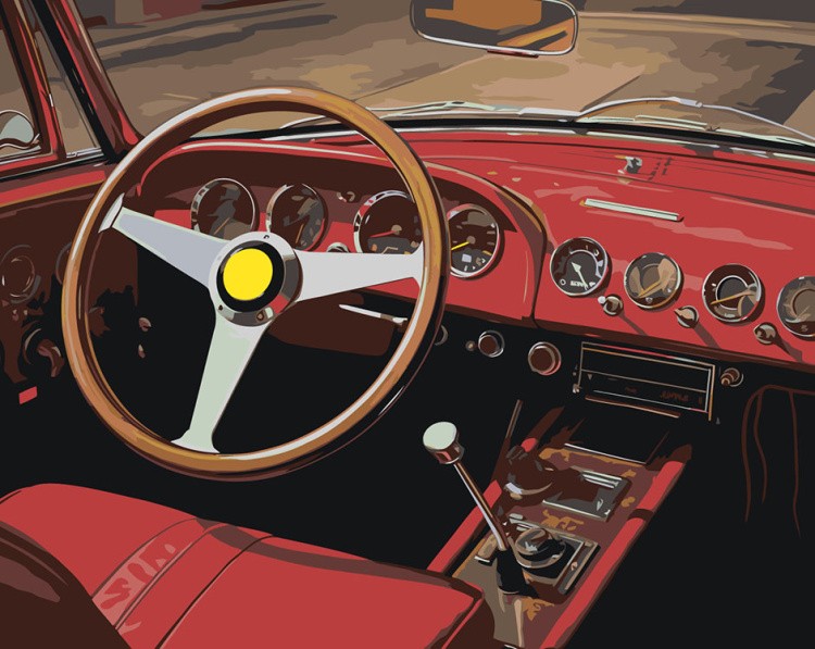 Картина по номерам «Машины: Салон ретро автомобиля»