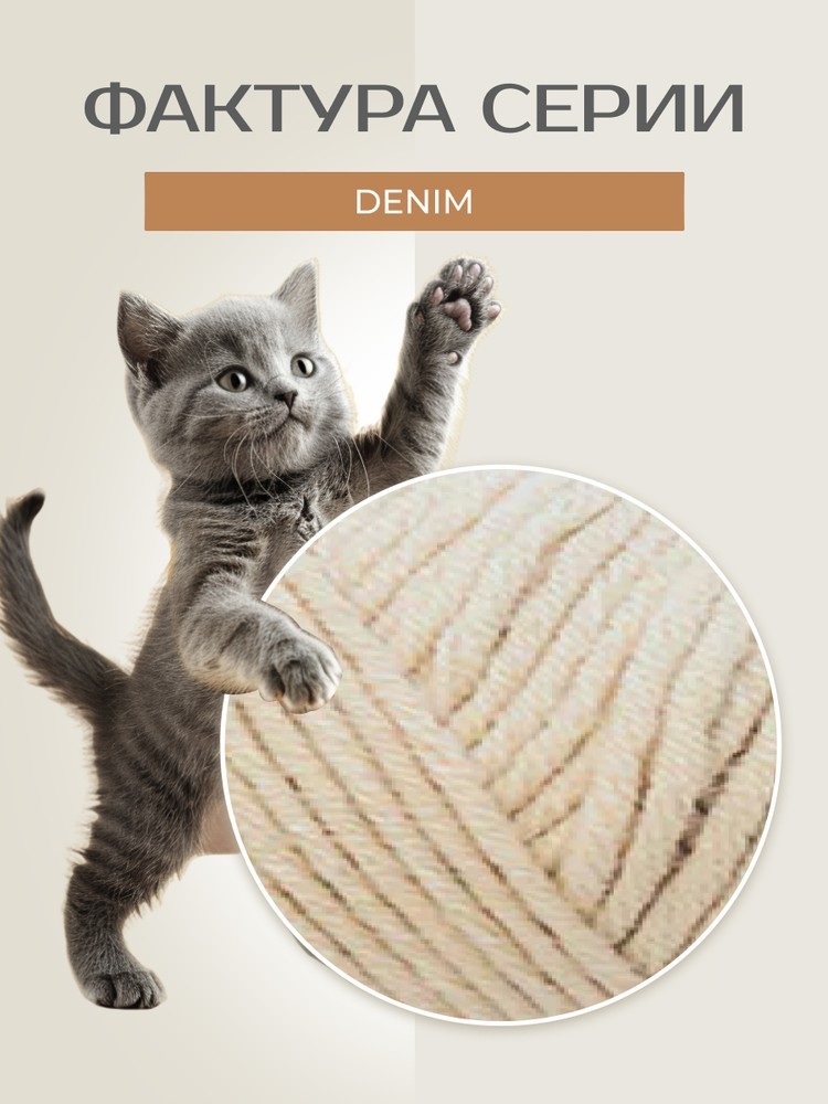 Пряжа NAKO Denim (Нако Деним), (11585), светло-песочный, 5 шт. по 100 г — картинка 3