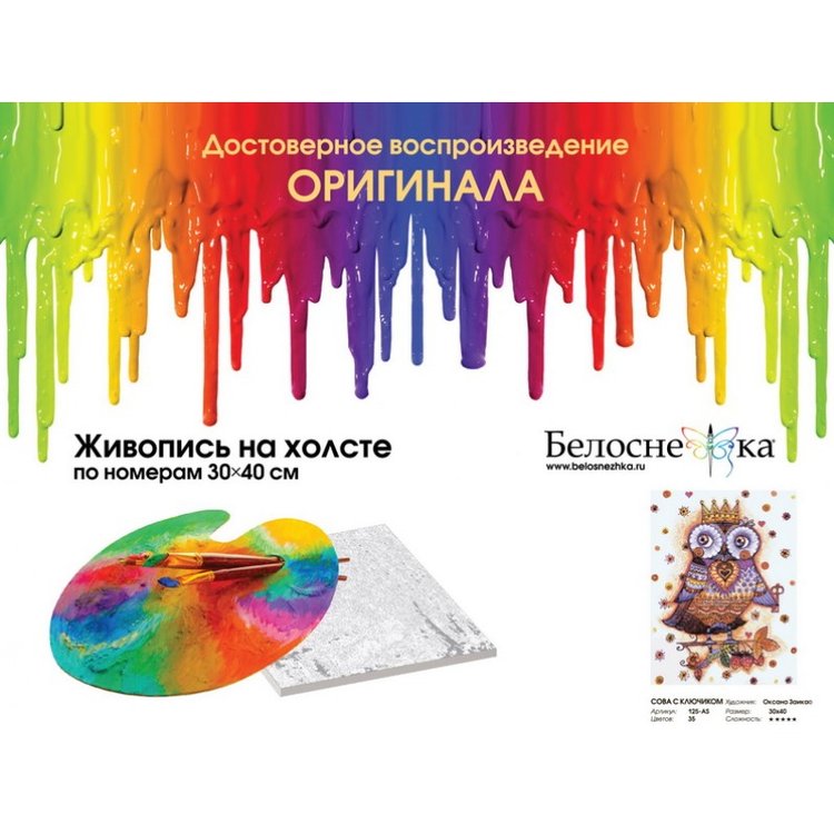 Картина по номерам «Сова с ключиком» — картинка 4