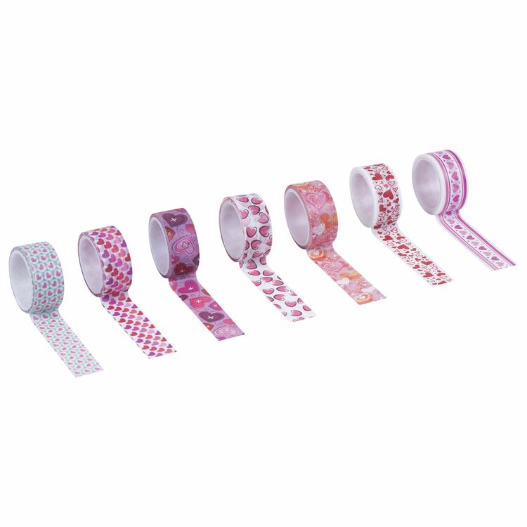 Клейкие WASHI-ленты для декора «Сердца», 7 цветов, 15 мм х 3 м — картинка 3