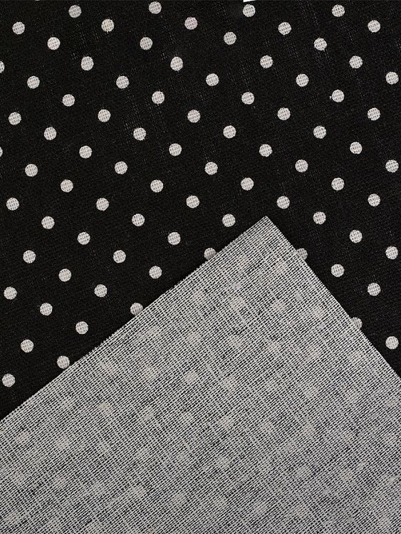 Ткань Лен, 140 г/м², 5 м x 150 см, цвет: черный, принт горошек, TBY — картинка 4