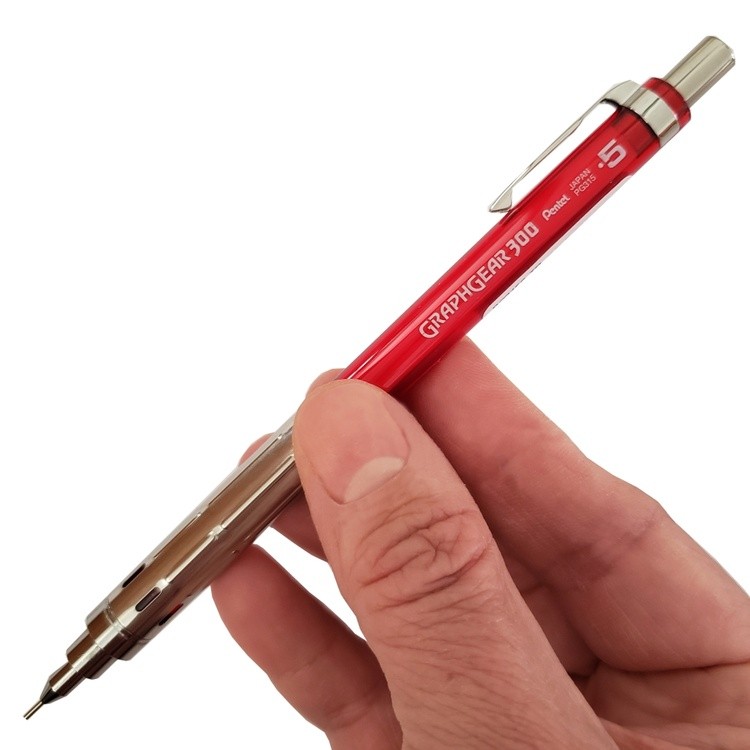 Карандаш Pentel автоматический GraphGear 300, 0.5 мм, красный корпус — картинка 3