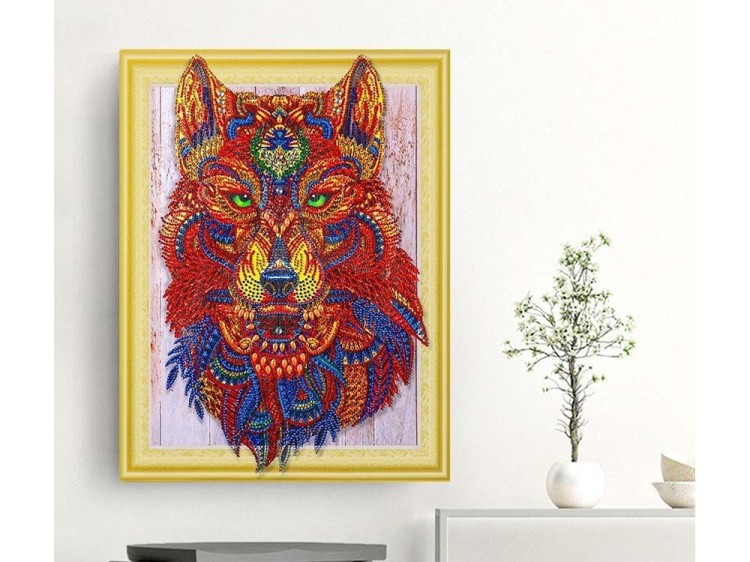 Алмазная вышивка 5D «Зеленоглазый волк» — картинка 6