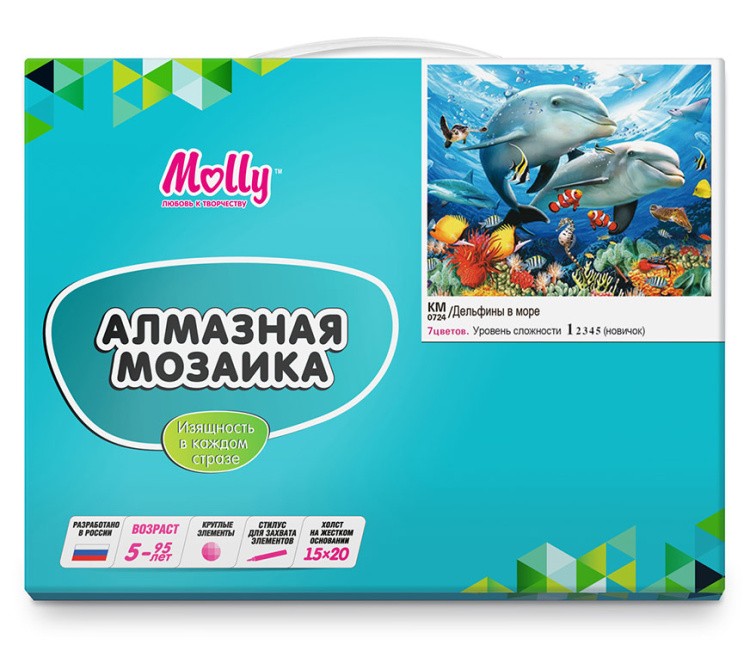 Алмазная вышивка-открытка «Дельфины в море» — картинка 5