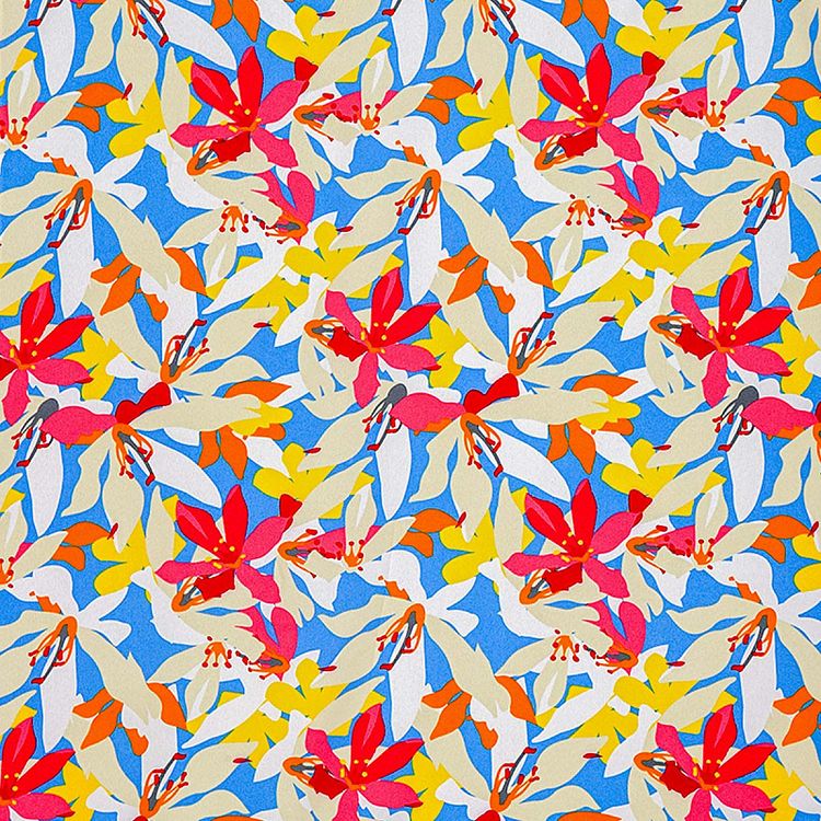 Ткань Софт, 5 м x 150 см, 105 г/м², цвет: голубой, цветочный принт, TBY — картинка 2