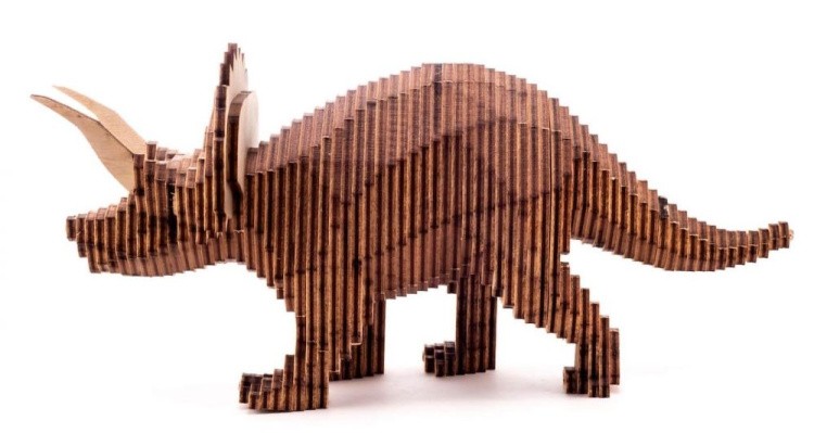 Конструктор из дерева «Трицератопс с набором карандашей», UNIWOOD — картинка 2