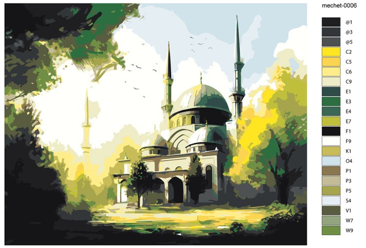 Картина по номерам «Мечеть в зелёном саду» — картинка 2