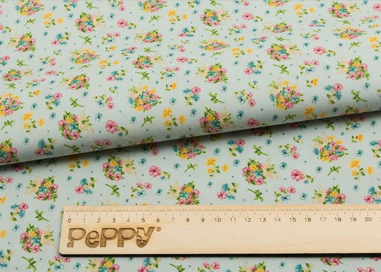 Ткань для пэчворка Нежная История, 146 г/м², 50х55 см, 100% хлопок, цвет: голубой, принт, Peppy — картинка 2