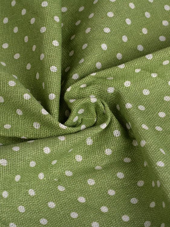 Ткань лен, 140 г/м², 30% лен, 70% хлопок, 3 м, ширина 150 см, цвет: салатовый, принт, TBY — картинка 2