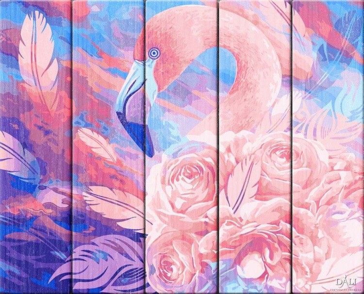 Картина по номерам по дереву Dali «Розовый фламинго»