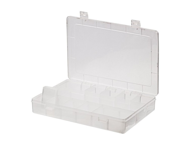 Коробка для швейных принадлежностей со съемными перегородками Gamma, цвет: бирюзовый прозрачный — картинка 2