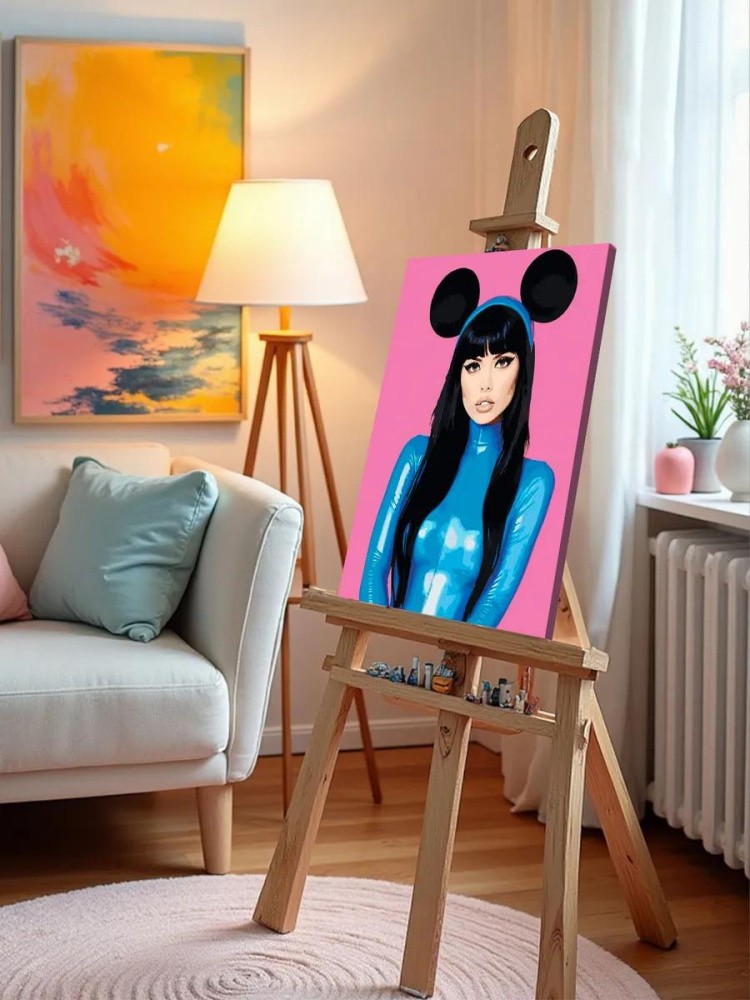 Картина по номерам «Девушка в латексе с ушками, бдсм 40x50» — картинка 9