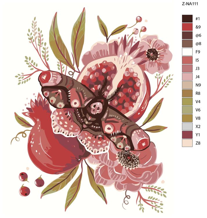 Картина по номерам «Бабочка на гранате» — картинка 2