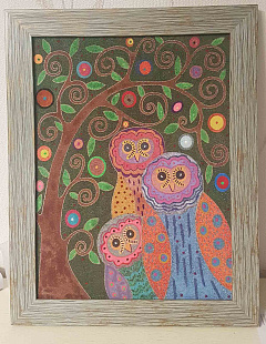 Картина цветным песком «Три совы» Карлы Жерар