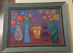 Картина цветным песком «Вазы на столе» Карлы Жерар