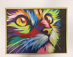Картина цветным песком «Кот» Ваю Ромдони