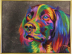 Картина цветным песком «Собака» Ваю Ромдони