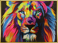 Картина цветным песком «Лев» Ваю Ромдони