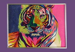 Картина цветным песком «Тигр» Ваю Ромдони